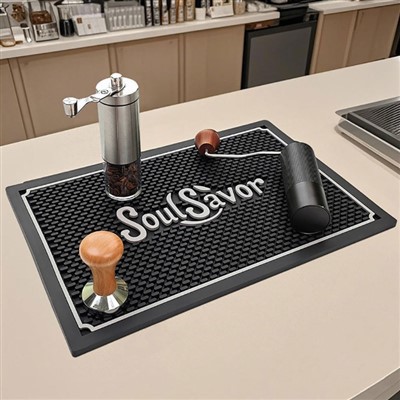 Tapis de café en silicone avec logo personnalisé, tapis de café pour restaurant