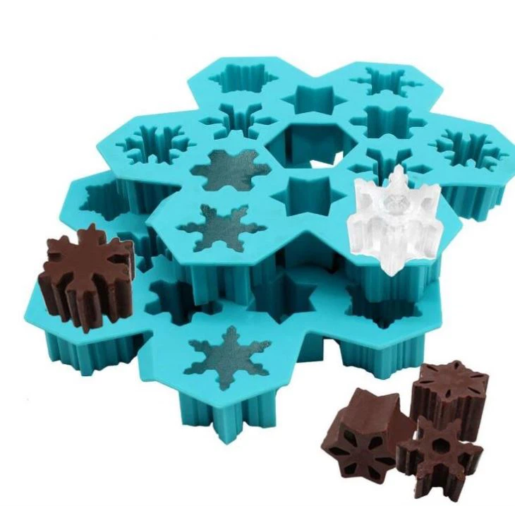 Gâteau de moule de chocolat de glaçon de silicone de flocon de neige 3D