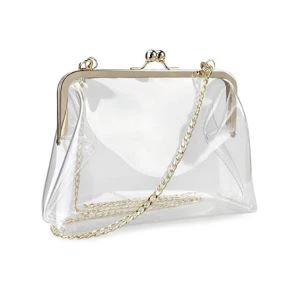 Pochette Vintage en PVC Transparent Imprimé Logo avec Bandoulière