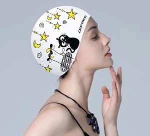 Bonnet de bain en silicone imprimé imperméable à l’eau pour adultes