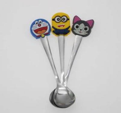 Cuillère de PVC de silicone de bande dessinée pour la promotion d'enfants