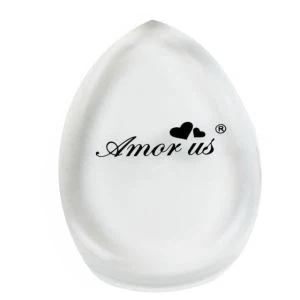 Outil de beauté de bouffée de maquillage en silicone imprimé par logo transparent