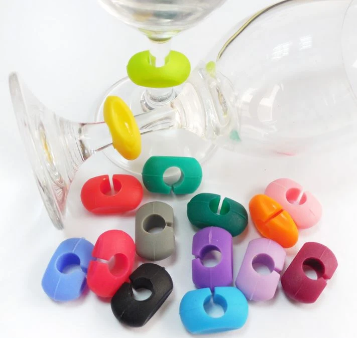 Christmas Gift Colorful Wine Glass Shape Marker Silicone Drink Markers