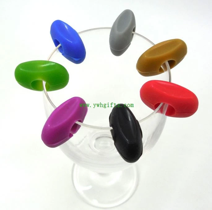 Christmas Gift Colorful Wine Glass Shape Marker Silicone Drink Markers
