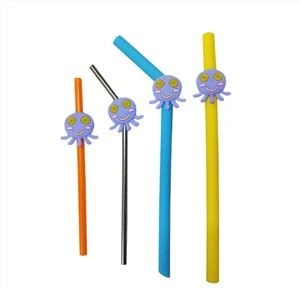 Ensemble de paille de silicone de dessin animé