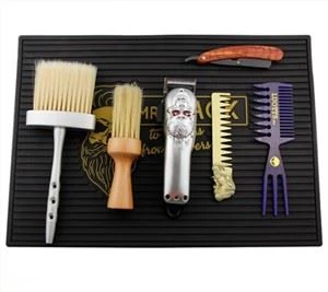 Tapis de poste de coiffeur en caoutchouc PVC Tapis d'outils de coiffeur magnétique anti-glissement